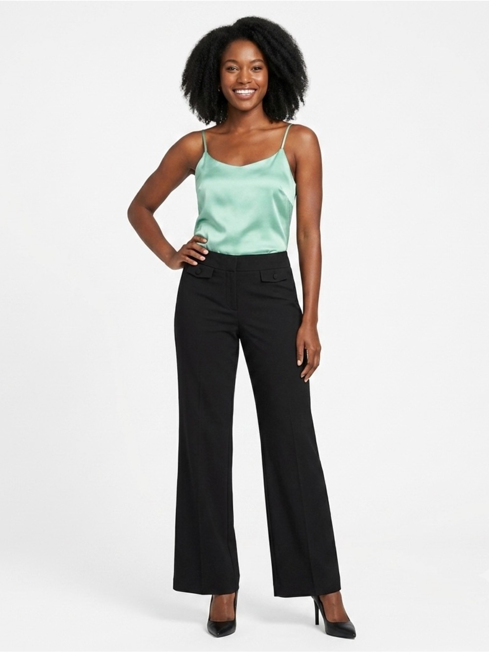 Apt. 9 Ava Black Stretch Wide Leg Trousers Size 10